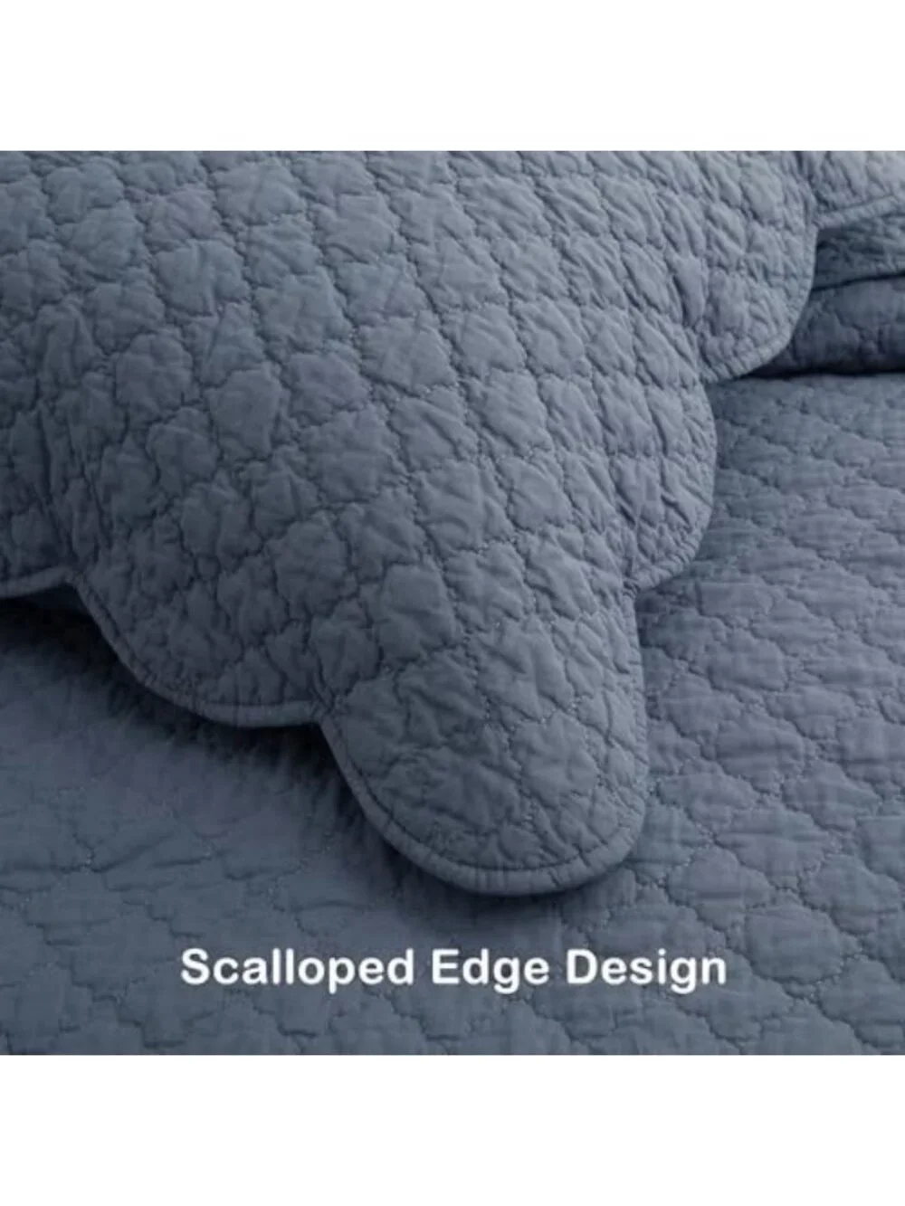 Soft Lightweight Cotton Quilt Set, Queen Size, Steel Blue, 3-Piece Bedding with